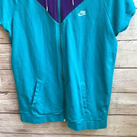 VINTAGE NIKE COTTON HOODIE IN TEAL AND PURPLE‎ - Picture 4 of 6